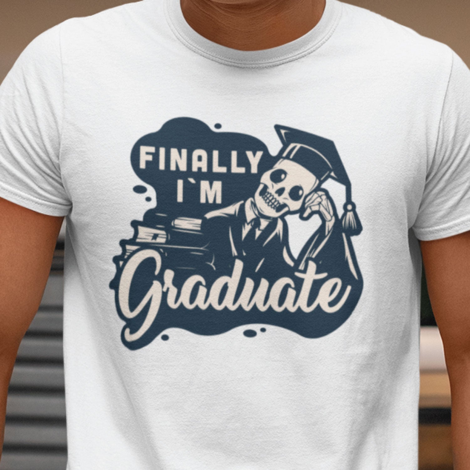 Graduate Men's Front & Back Graphic Polycotton Single Jersey T-Shirt Regular Fit Everyday Casual Wear