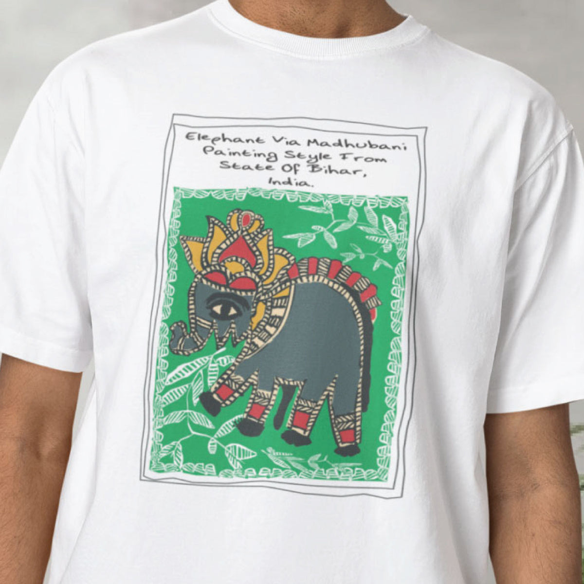 "Madhubani Elephant" Graphic Printed T-Shirt | Tantra T-Shirts