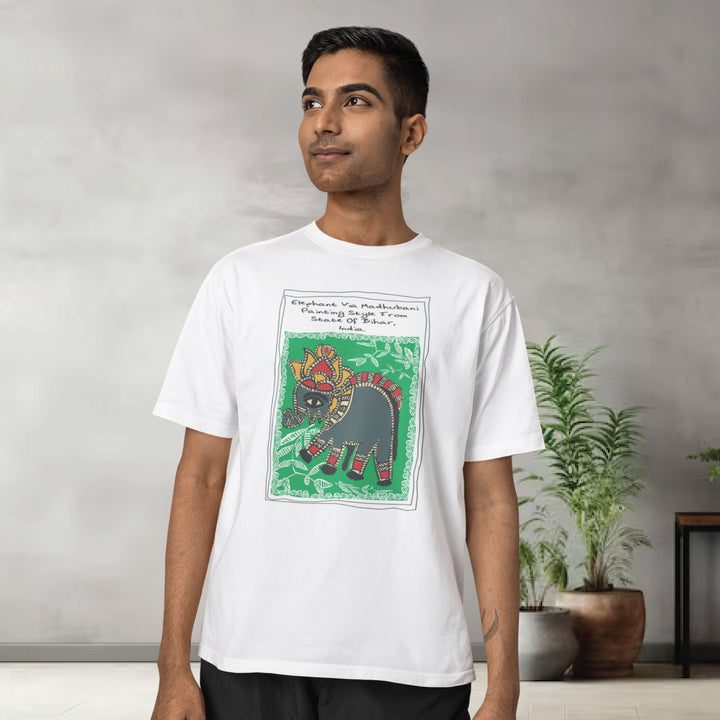 "Madhubani Elephant" Graphic Printed T-Shirt | Tantra T-Shirts