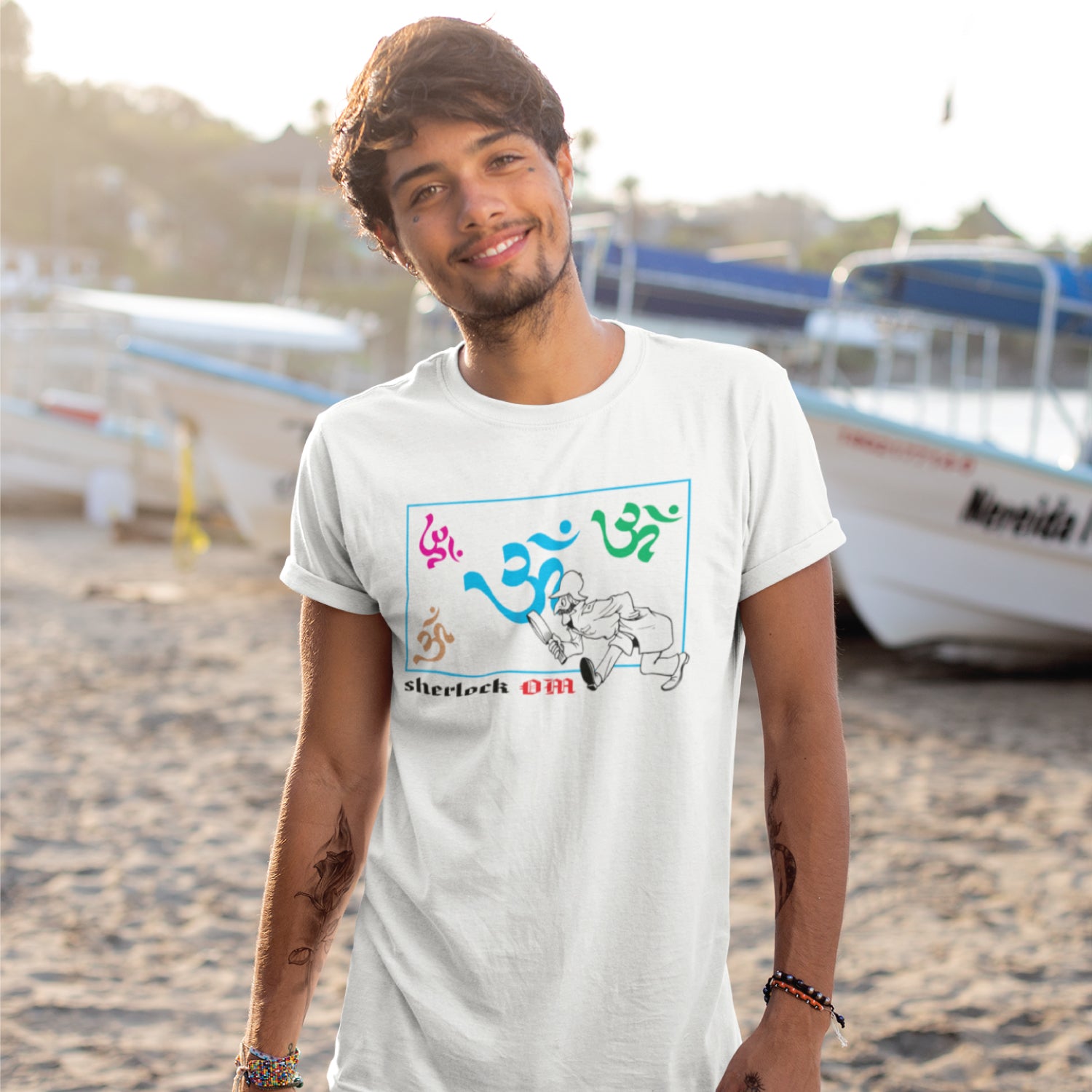 Sherlock Om 100% Cotton Men's T-Shirt Everyday Casual Wear Shipping Globally