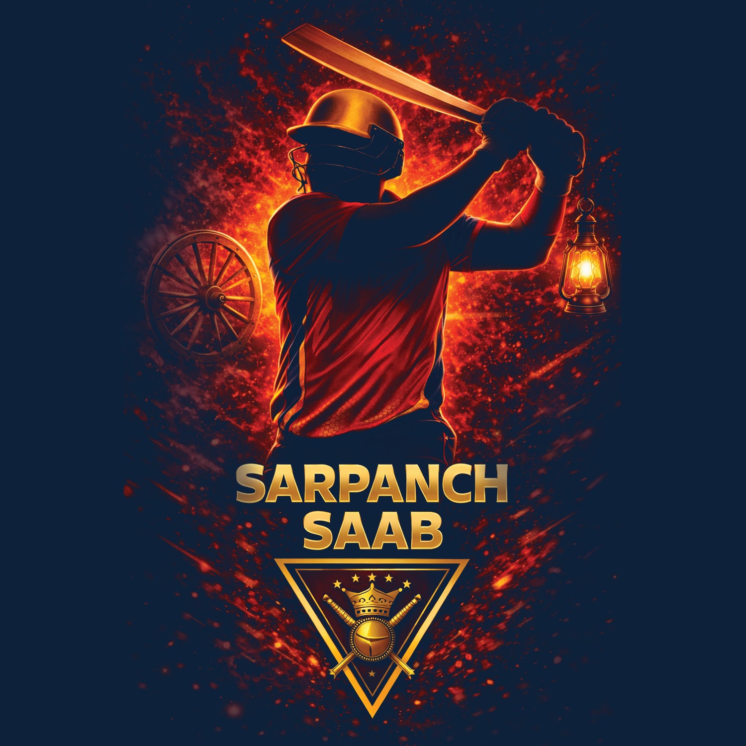 Tantra Sarpanch Saab Cricket Graphic Print Cotton Unisex Batting Sports T-shirt Regular Fit Original Since 1997