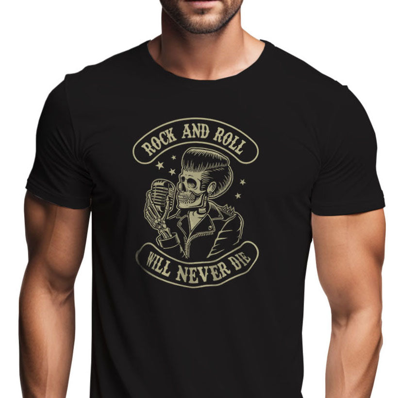 Rock & Roll Will Never Die Graphic T-Shirt | Tantra T-Shirts