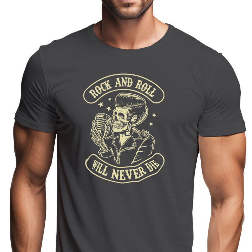 Rock & Roll Will Never Die Graphic T-Shirt | Tantra T-Shirts