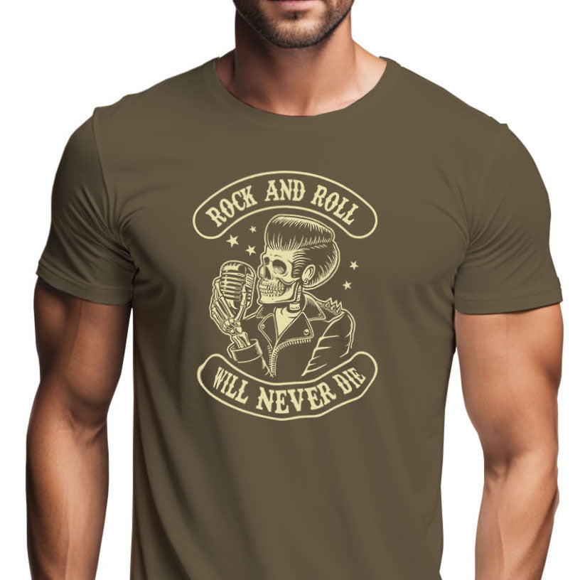 Rock & Roll Will Never Die Graphic T-Shirt | Tantra T-Shirts
