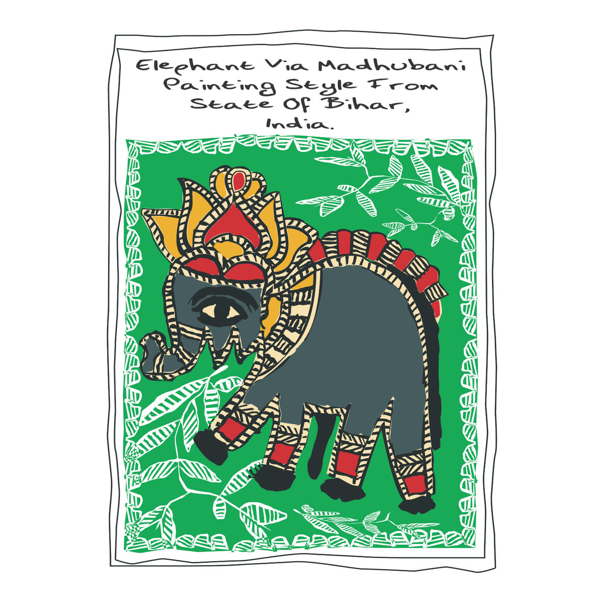 "Madhubani Elephant" Graphic Printed T-Shirt | Tantra T-Shirts