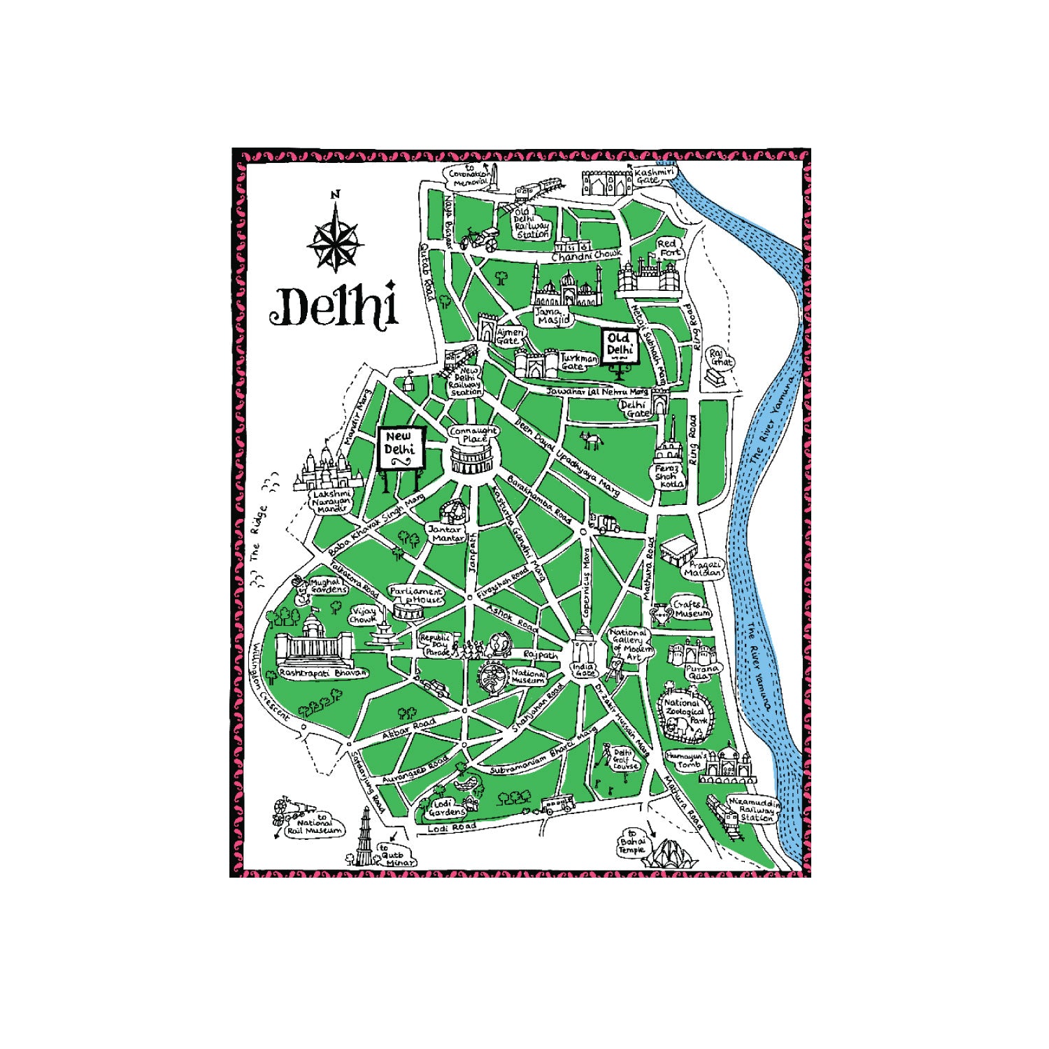 Tantra Delhi Old New Graphic Cotton Unisex T Shirt City Map Style Casual Wear Original Since 1997