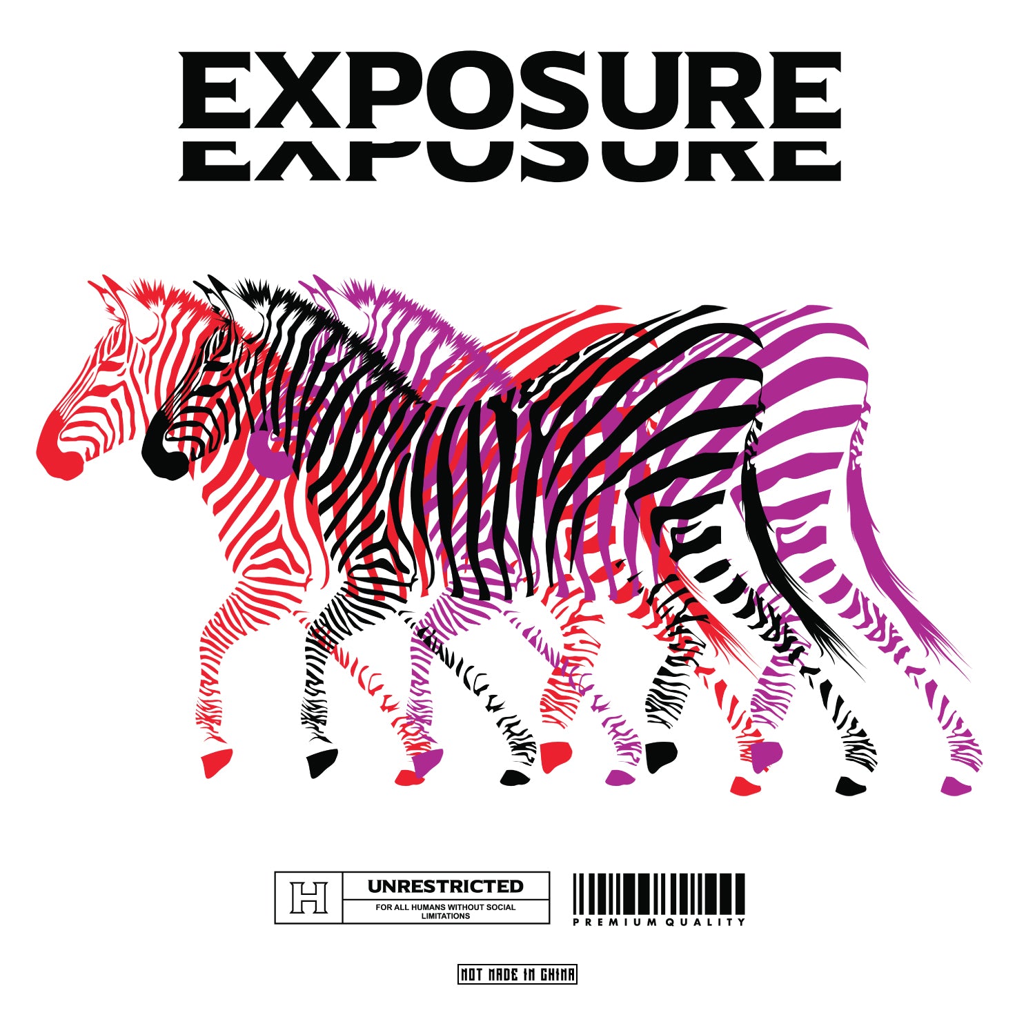 Exposure Front & Back Graphic Polycotton Single Jersey Unisex T-Shirt Regular Fit Everyday Casual Wear