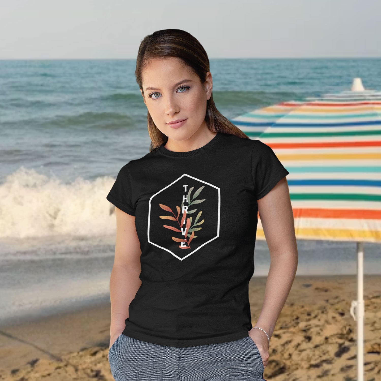 Thrive Women's Graphic Polycotton Single Jersey T-Shirt Regular Fit Everyday Casual Wear