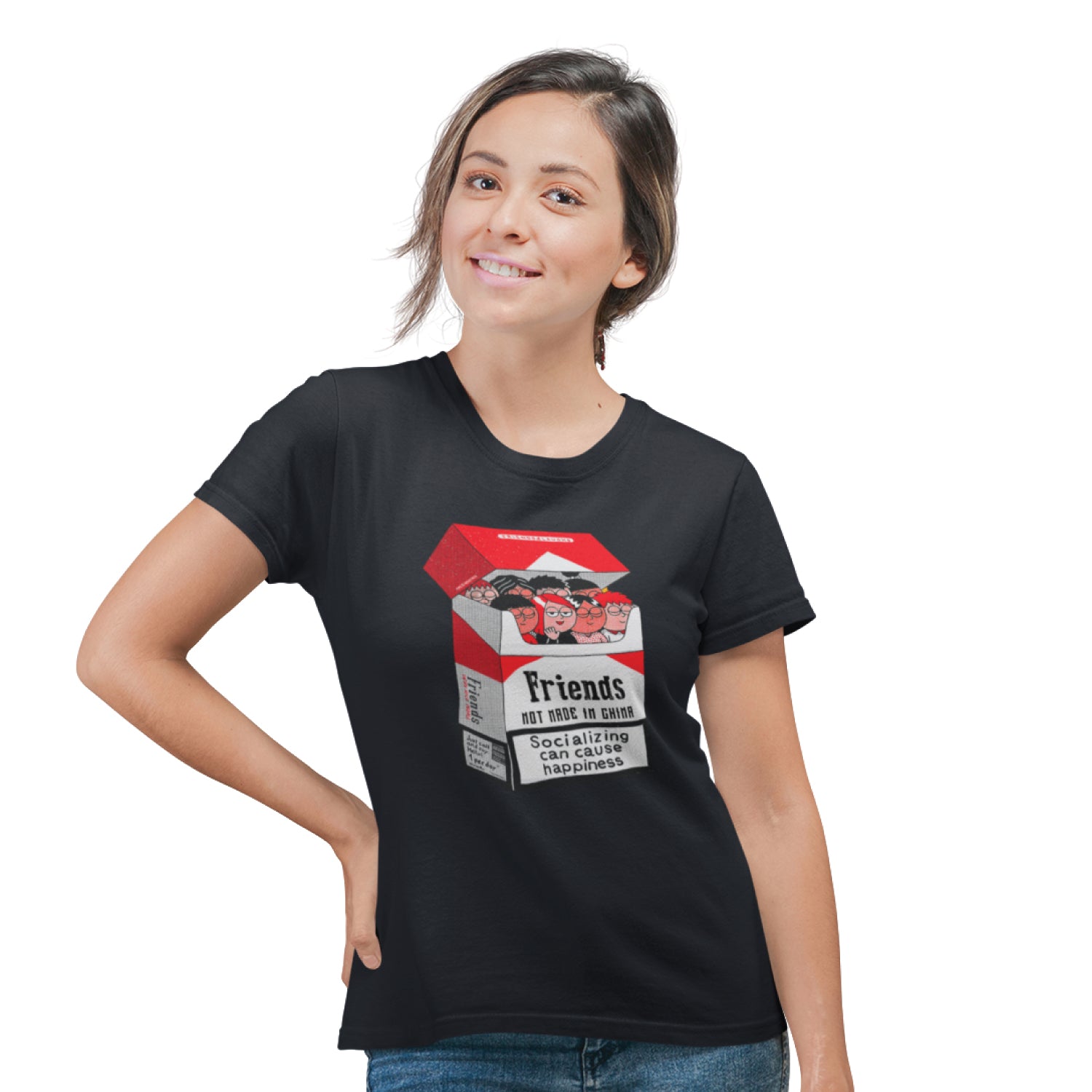 Friends & Laughs Front & Back Graphic Polycotton Single Jersey Unisex T-Shirt Regular Fit Everyday Casual Wear