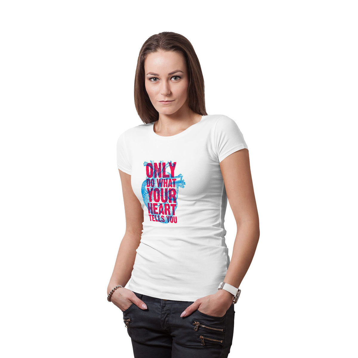 Heart Tells You Women's Graphic Printed Cotton T-Shirt | Anatomical Heart Artwork | Casual Wear | Original Since 1997