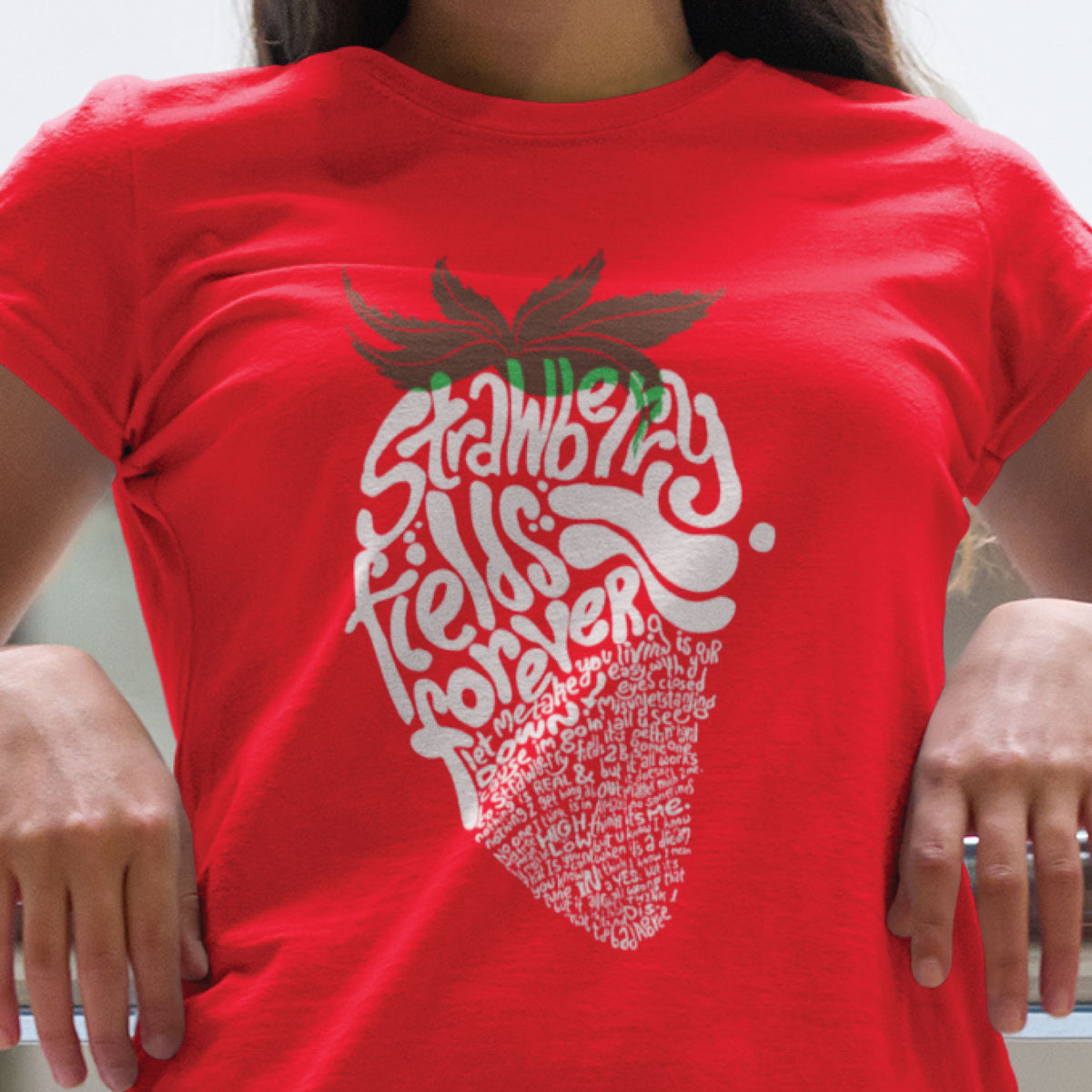 Strawberry Typography Art Women's T-Shirt | Creative Fruit Silhouette Graphic | Casual Wear | Tantra Original Since 1997