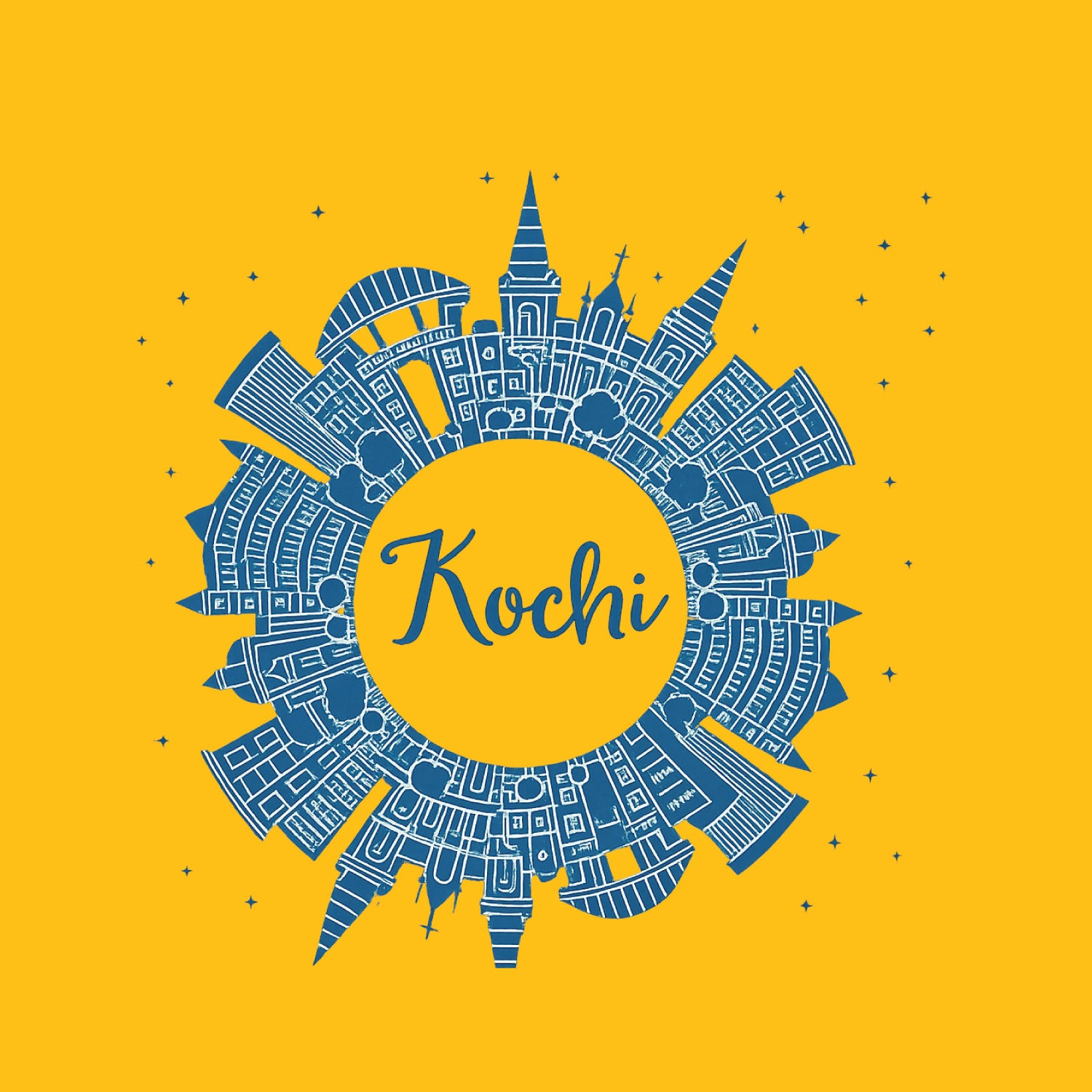 Tantra Kochi Graphic Cotton Unisex City Print T-Shirt Everyday Casual Wear Original Since 1997
