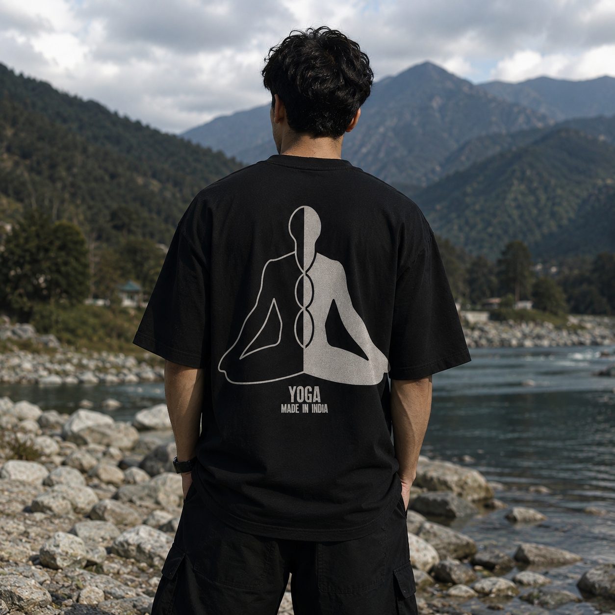 Yoga Oversized Back Print Cotton Men's T-Shirt Casual Wear Tantra Original Since 1997