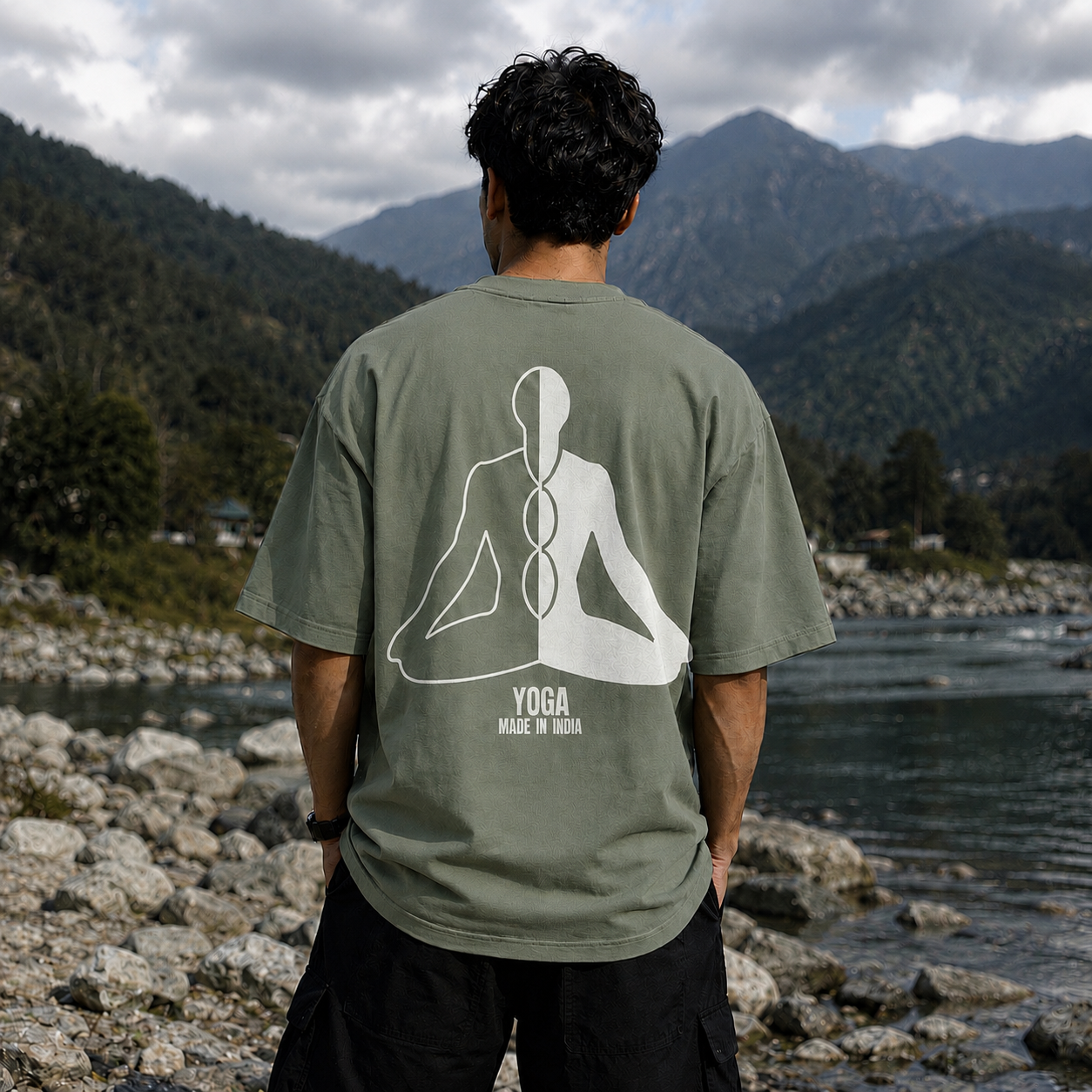 Yoga Oversized Back Print Cotton Men's T-Shirt Casual Wear Tantra Original Since 1997