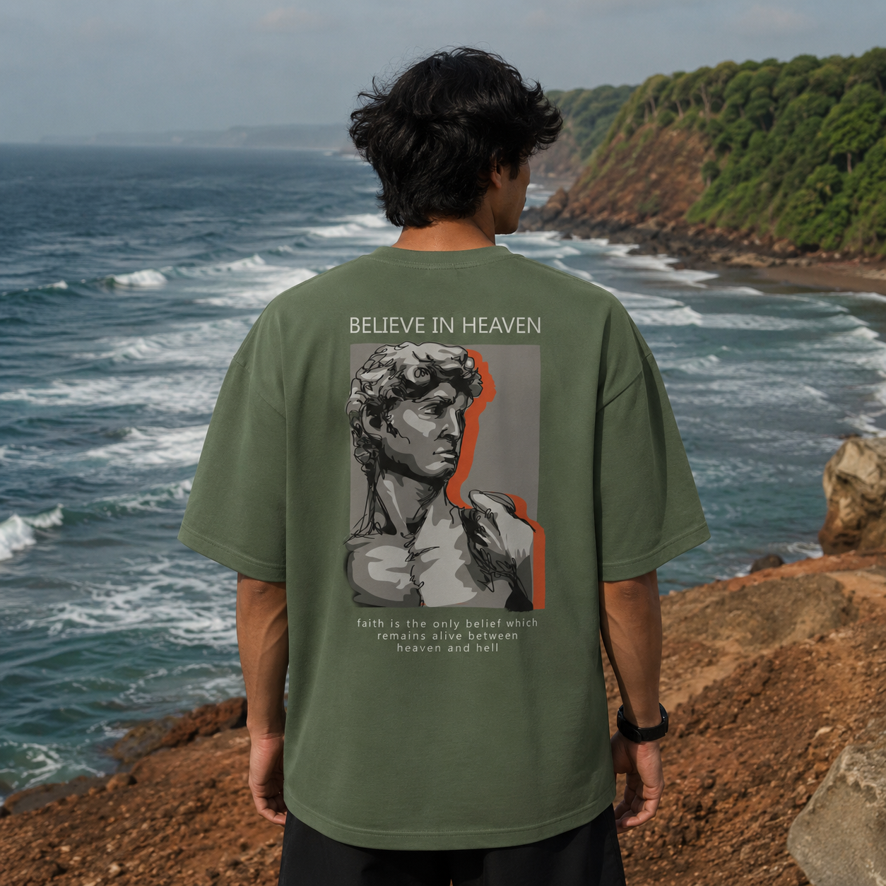 Believe In Heaven Oversize Back Print – Tantra Original Brand Since 1997 – Unisex Cotton Tee Everyday Wear - Shipping Globally!