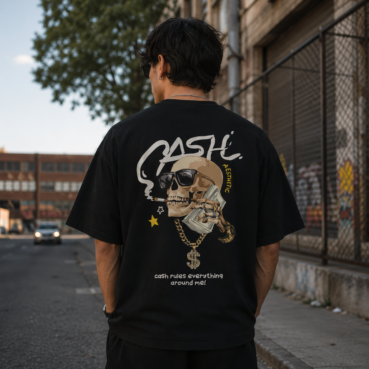 Cash Oversize Back Print – Tantra Original Brand Since 1997 – Unisex Cotton Tee Everyday Wear - Shipping Globally!