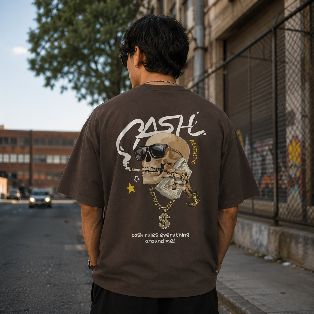 Cash Oversize Back Print – Tantra Original Brand Since 1997 – Unisex Cotton Tee Everyday Wear - Shipping Globally!