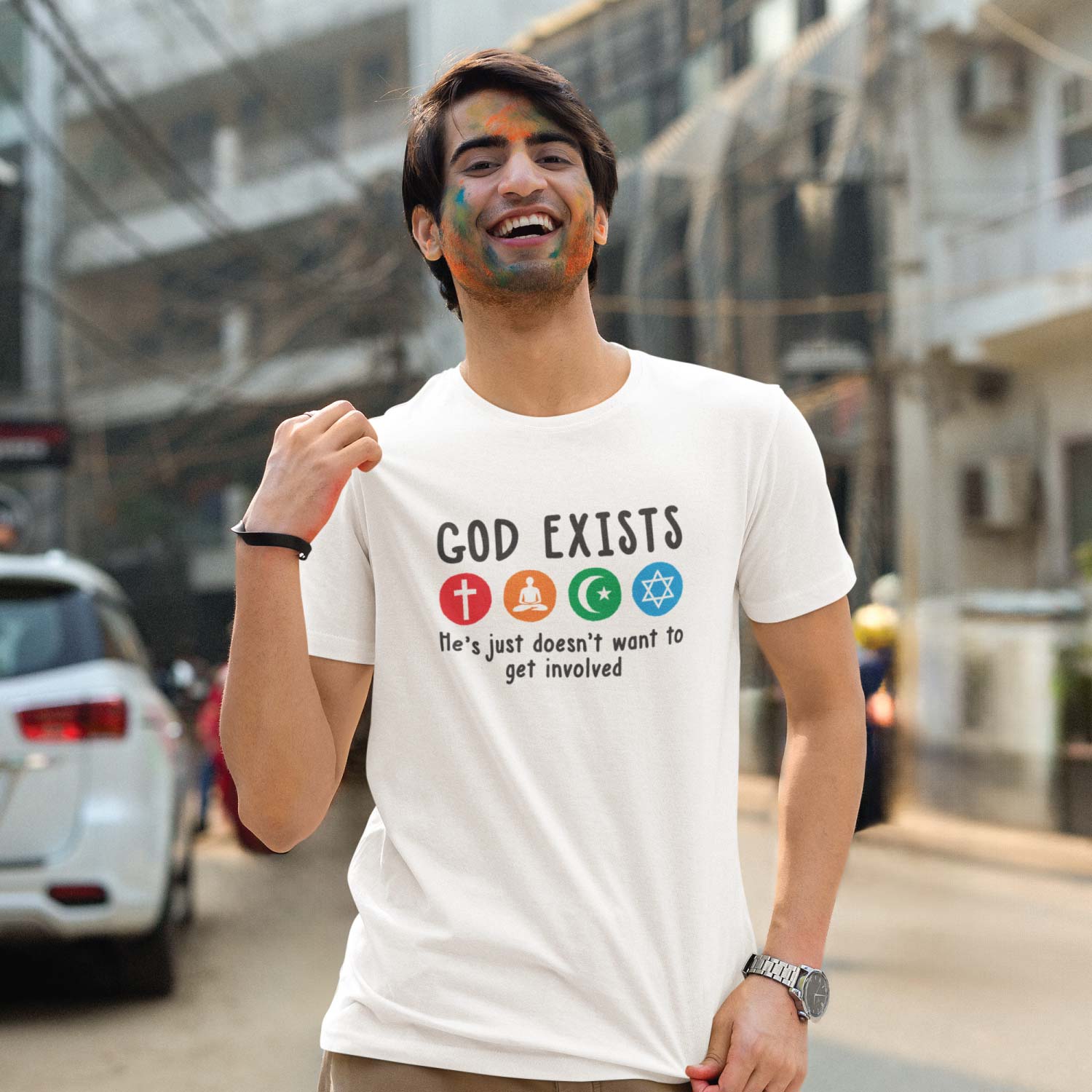 God Exists Graphic Tee - Tantra Original Brand (Since 1997) - Regular Fit, Half Sleeve, Round Neck, Premium Cotton, Casual Wear