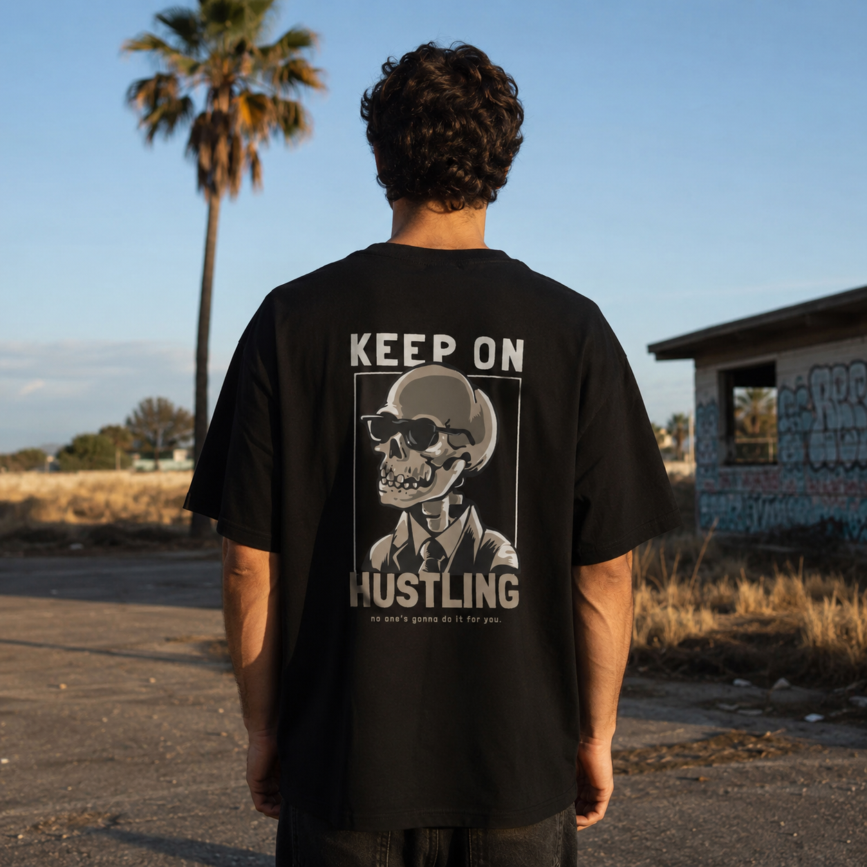 Hustling Oversize Back Print – Tantra Original Brand Since 1997 – Unisex Cotton Tee Everyday Wear - Shipping Globally!