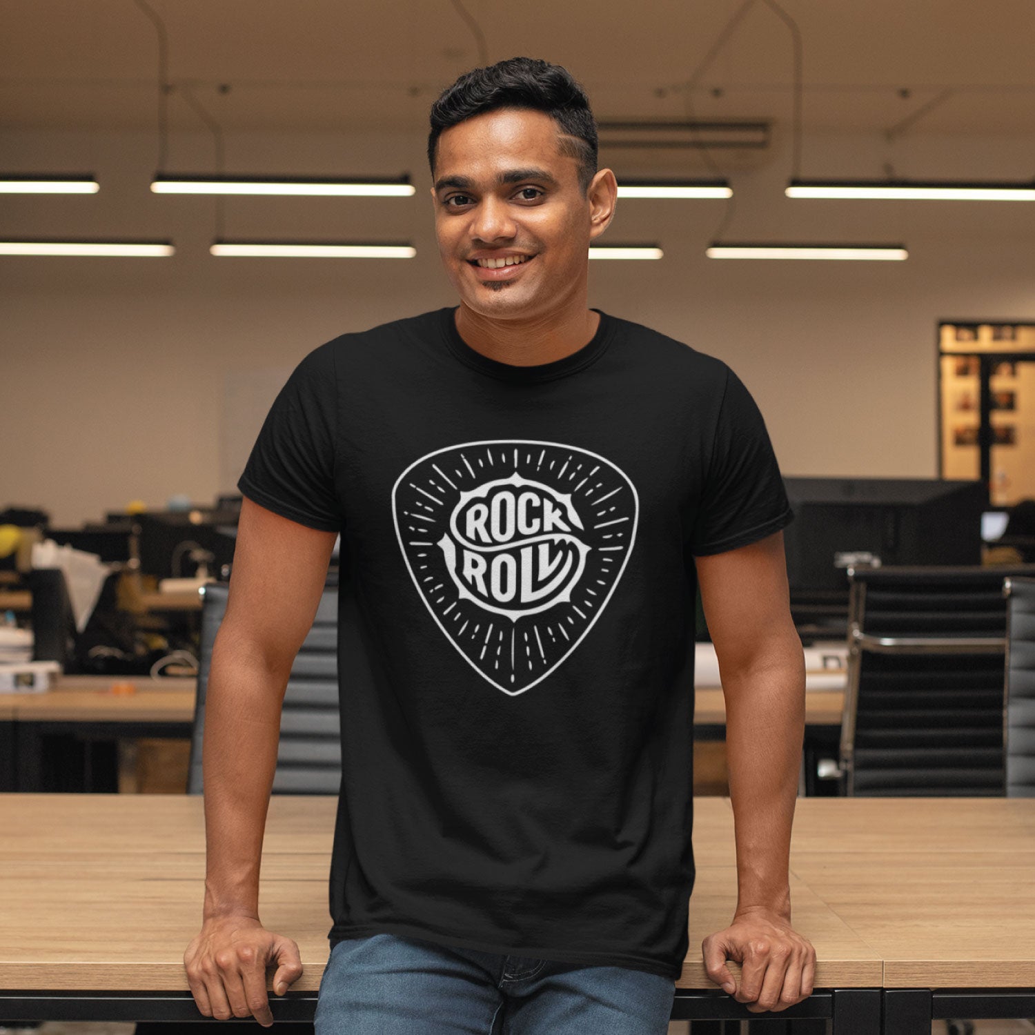 Rock N Roll Men's Front & Back Graphic Polycotton Single Jersey T-Shirt Regular Fit Everyday Casual Wear