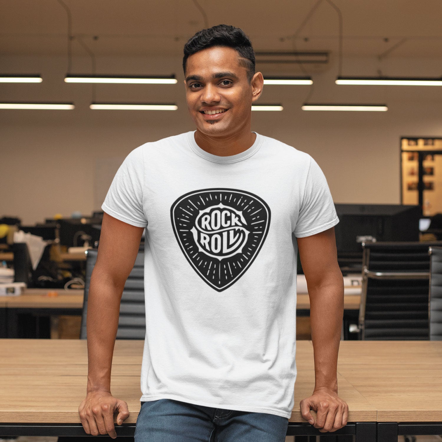 Rock N Roll Men's Front & Back Graphic Polycotton Single Jersey T-Shirt Regular Fit Everyday Casual Wear
