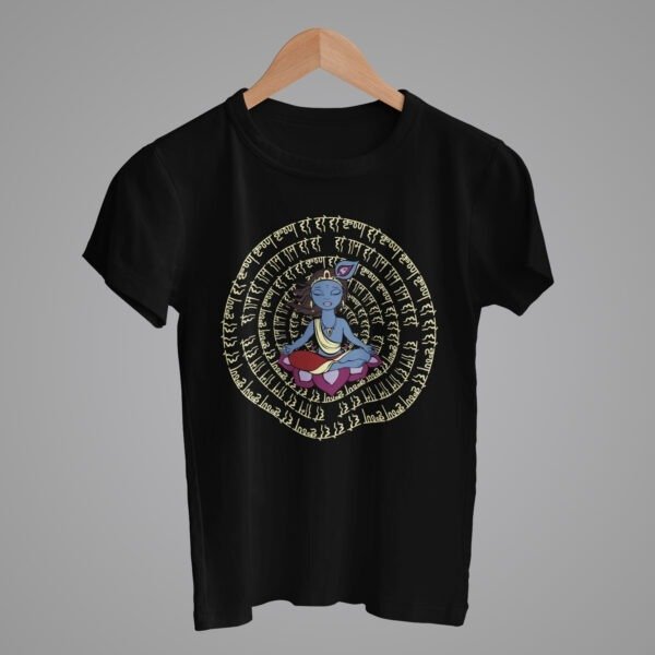 krishna trance black mens printed t-shirt